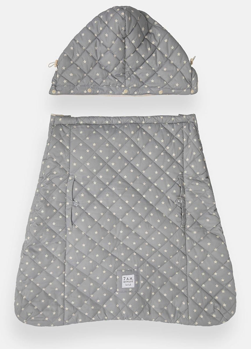 7 A.M. Enfant K-Poncho Baby Carrier Cover - Grey Stars