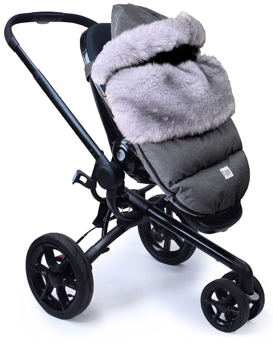 7 A.M. Enfant Plushpod Footmuff - Tundra - Heather Grey Dark - Arctic Faux Fur (0-18m)