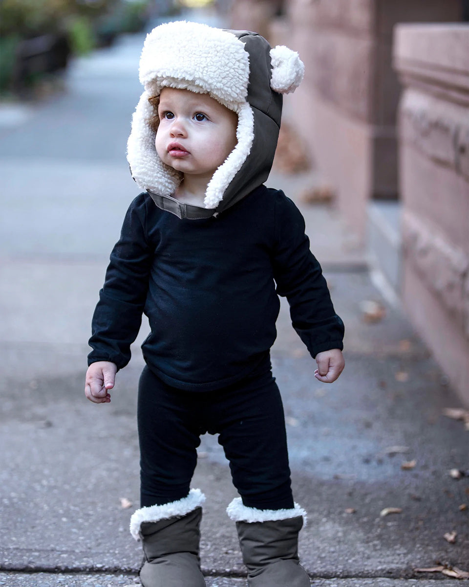 7 A.M. Enfant The Cub Mitten & Hat Set - Benji - Smokey (12-18M)