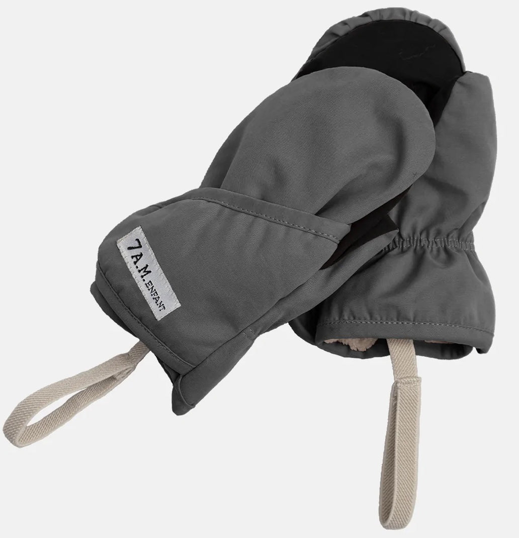 7 A.M. Enfant The Cub Mitten & Hat Set - Benji - Smokey (6-12M)