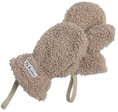 7 A.M. Enfant The Cub Mitten & Hat Set - Teddy - Oatmeal Teddy (0-6m)