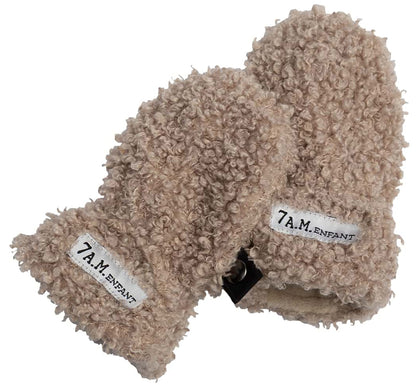 7 A.M. Enfant The Cub Mitten & Hat Set - Teddy - Oatmeal Teddy (12-24m)