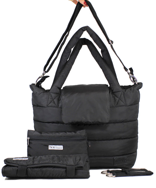 7 A.M. Voyage Capri Diaper Tote - Black