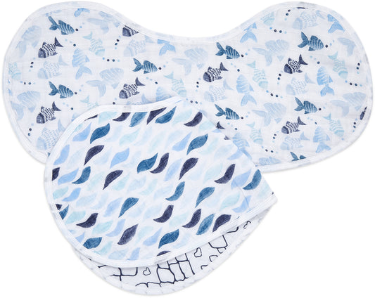 Aden + Anais Burpy Bibs, 2 Pack - Gone Fishing