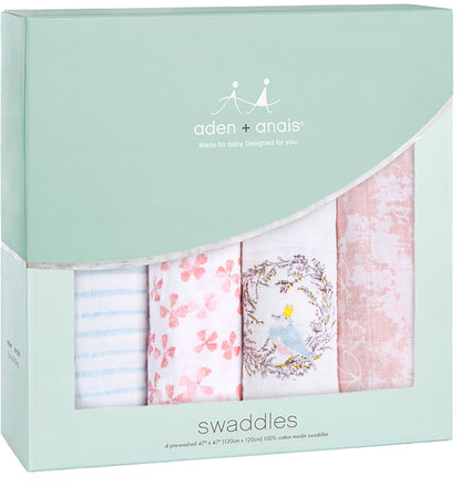 Aden + Anais Classic Swaddle Wraps, 4 Pack - Birdsong