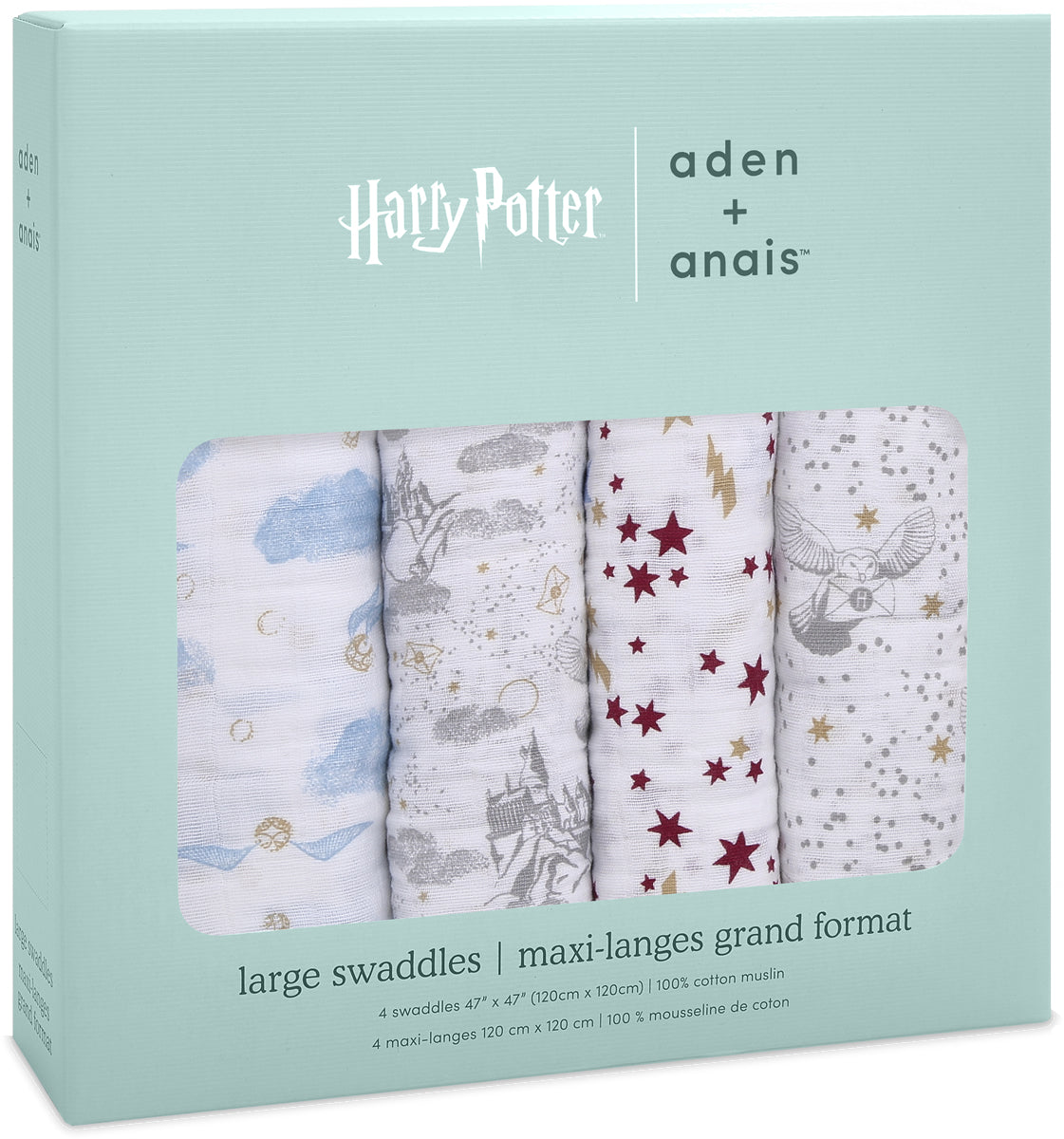 Aden + Anais Classic Swaddle Wraps, 4 Pack - Harry Potter Iconic