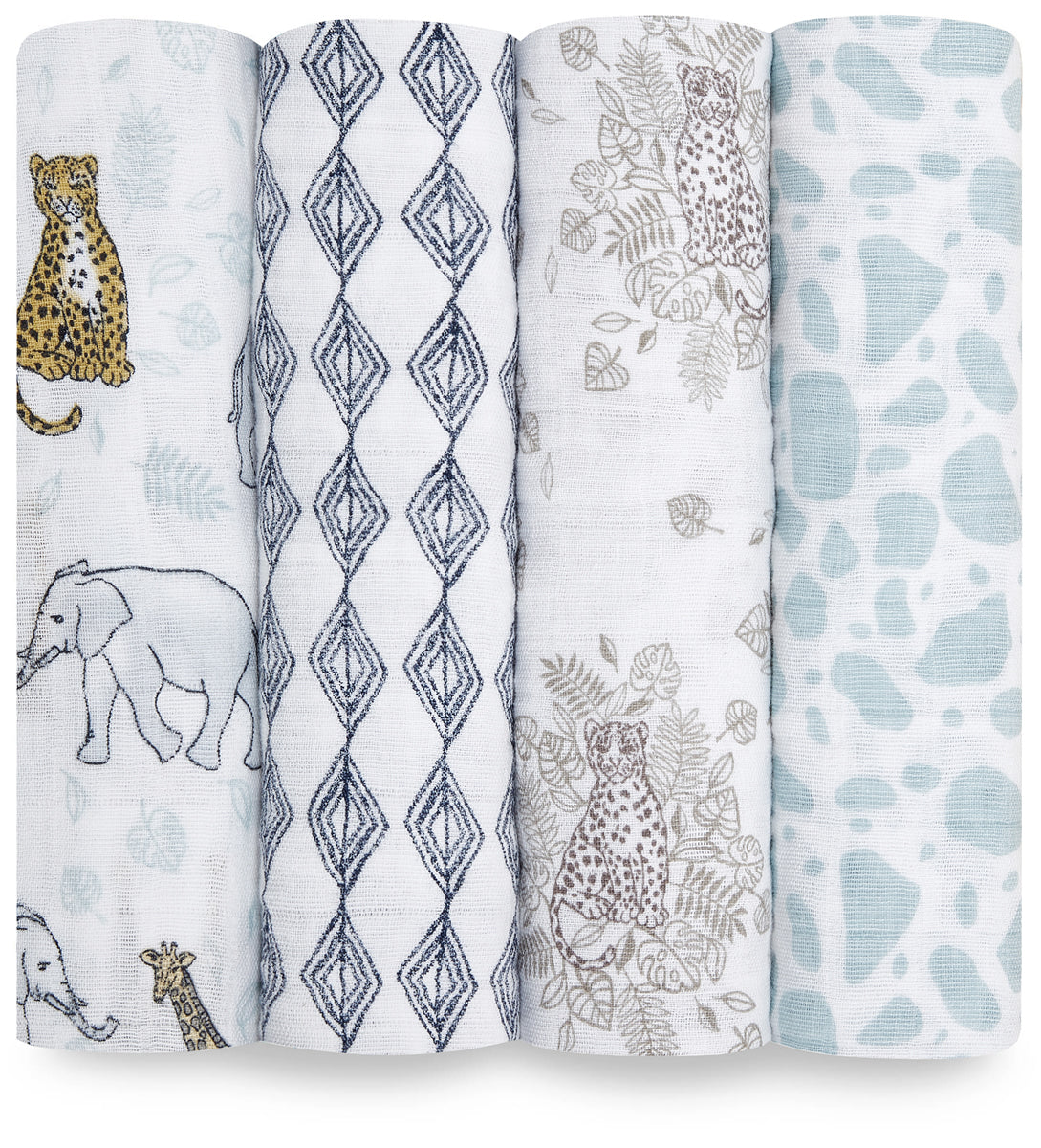 Aden + Anais Classic Swaddle Wraps, 4 Pack - Jungle