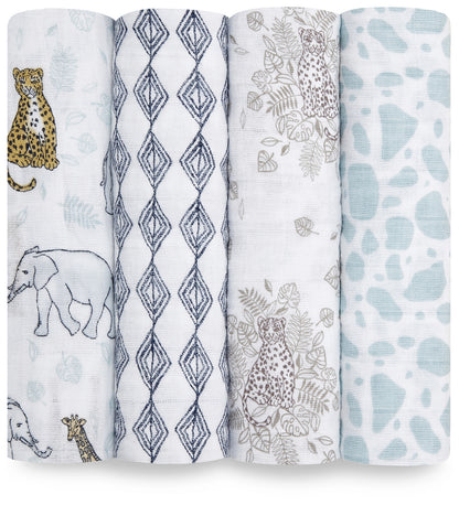 Aden + Anais Classic Swaddle Wraps, 4 Pack - Jungle