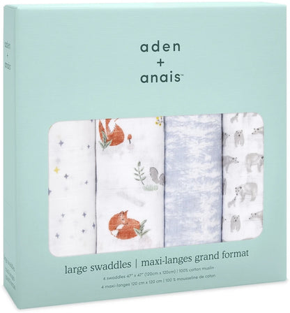 Aden + Anais Classic Swaddle Wraps, 4 Pack - Naturally