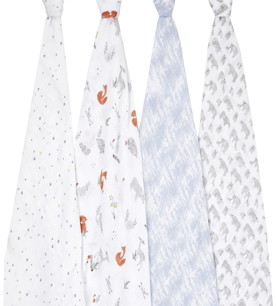 Aden + Anais Classic Swaddle Wraps, 4 Pack - Naturally