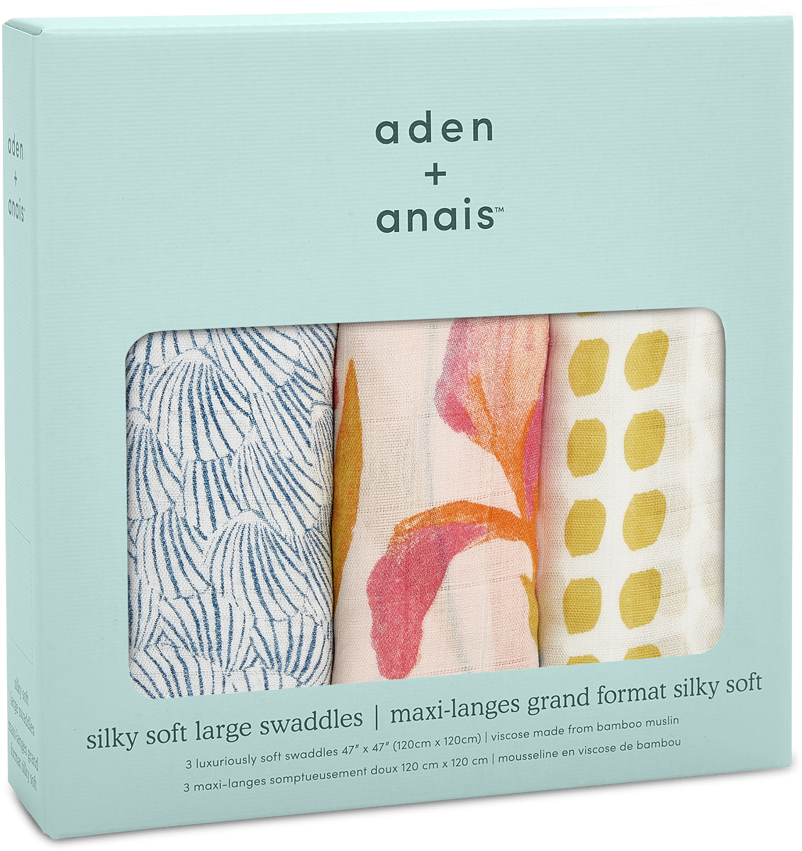 Aden + Anais Silky Soft Swaddles - 3-Pack - Marine Gardens