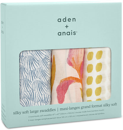 Aden + Anais Silky Soft Swaddles - 3-Pack - Marine Gardens