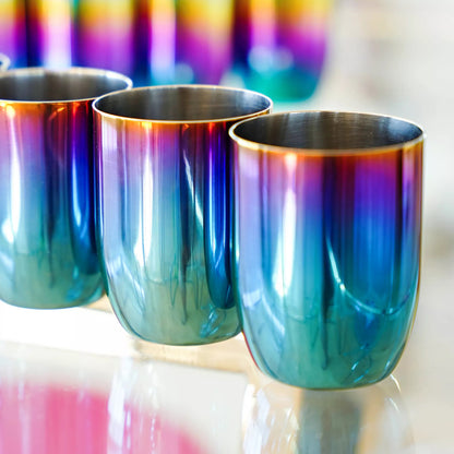 Ahimsa Stainless Steel Conscious Cups (Set of 4) - Iridescent Blue