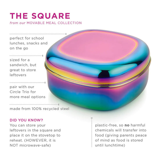 Ahimsa The Square Stainless Steel Food Container - Iridescent Blue