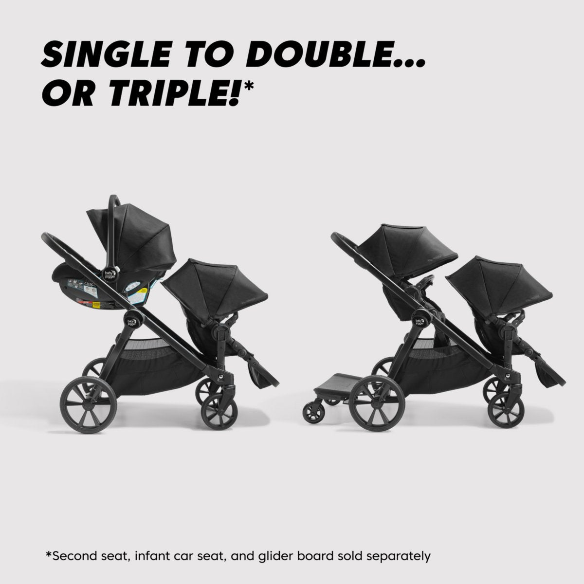 Baby Jogger City Select 2 Double Stroller Bundle - Eco Collection - Harbor Grey