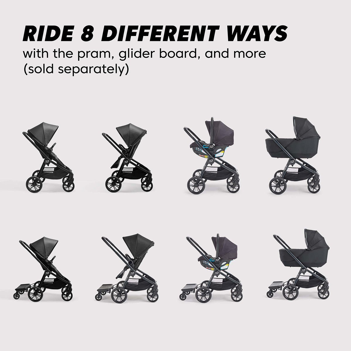 Baby Jogger City Sights Stroller + Pram Bundle - Rich Black