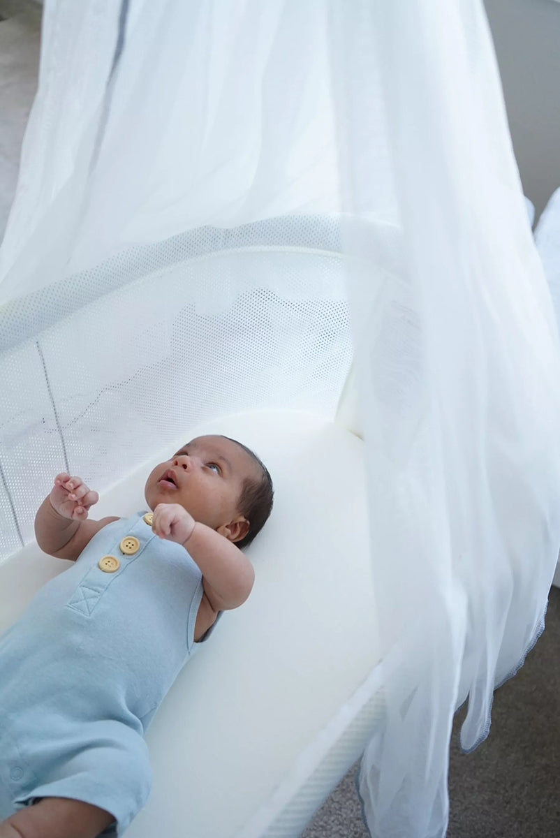 BabyBjorn Cradle + Fitted Sheet + Canopy Bundle - White