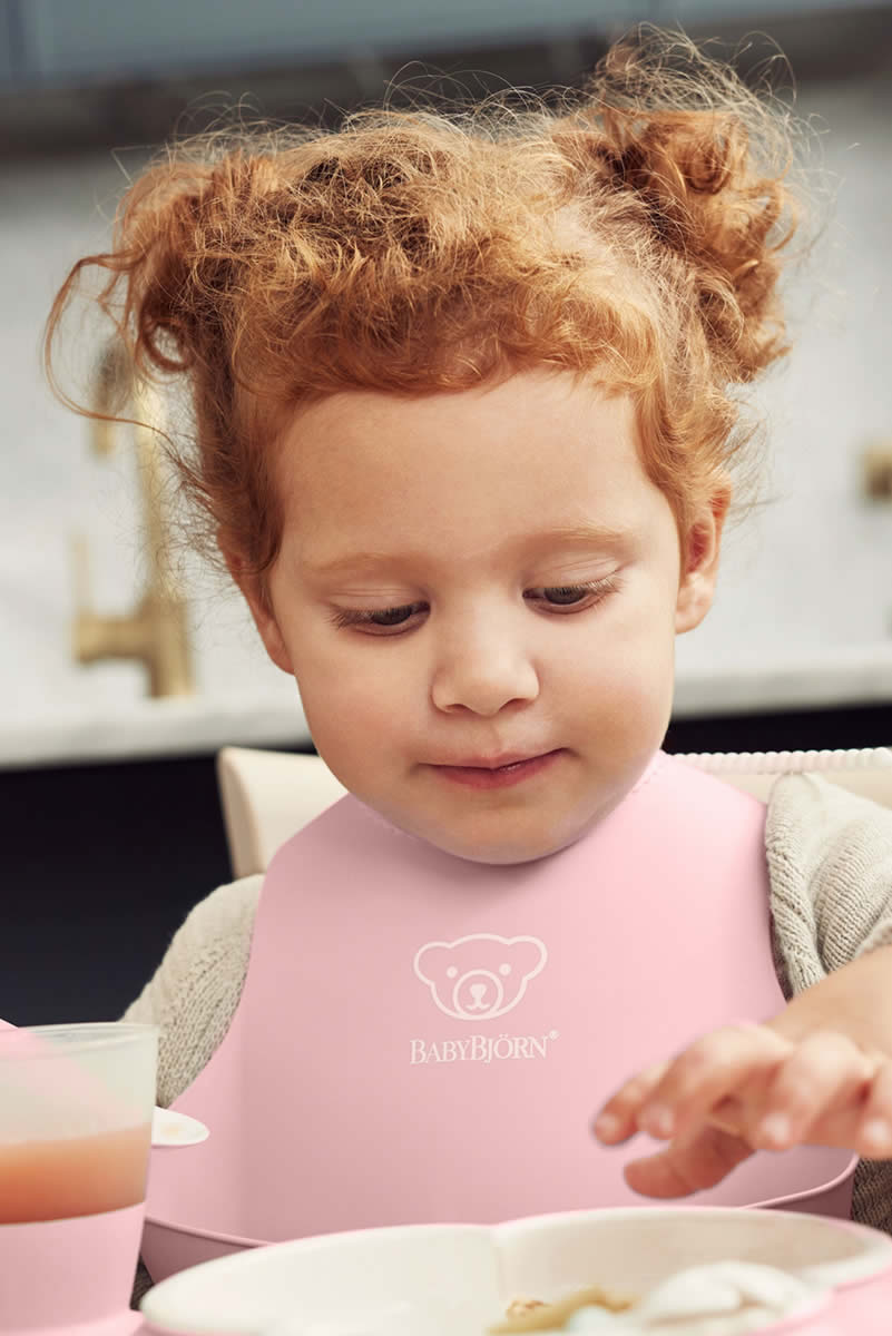 BabyBjorn Feeding Bib Set (Baby Bib + Small Baby Bib) - Powder Pink