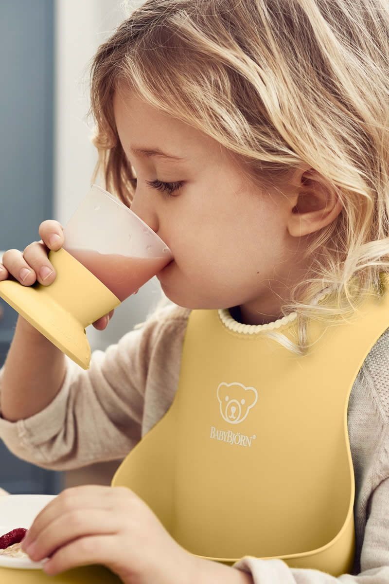 BabyBjorn Feeding Bib Set (Baby Bib + Small Baby Bib) - Powder Yellow