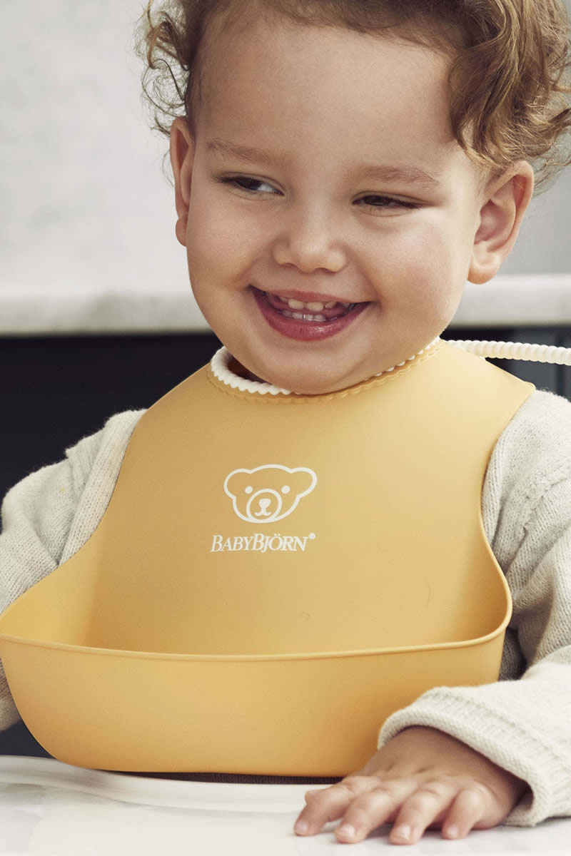 BabyBjorn Feeding Bib Set (Baby Bib + Small Baby Bib) - Powder Yellow