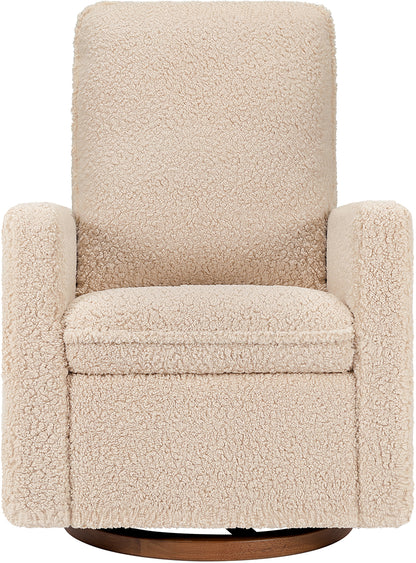 Babyletto Cali Pillowback Swivel Glider - Chai Shearling w/Dark Wood Base