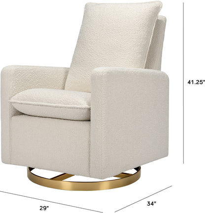 Babyletto Cali Pillowback Swivel Glider - Ivory Boucle w/ Gold Base