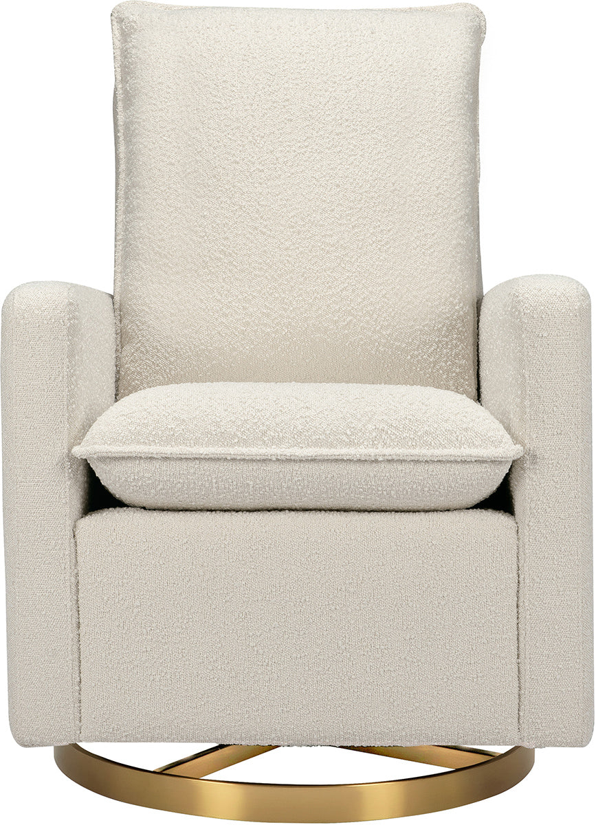 Babyletto Cali Pillowback Swivel Glider - Ivory Boucle w/ Gold Base