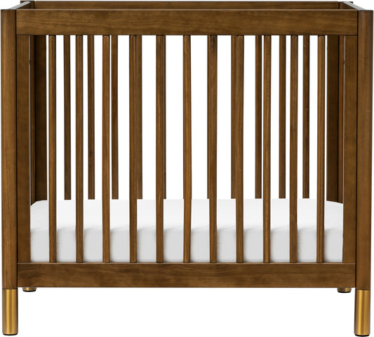 Babyletto Gelato 4-in-1 Convertible Mini Crib - Natural Walnut & Gold Feet