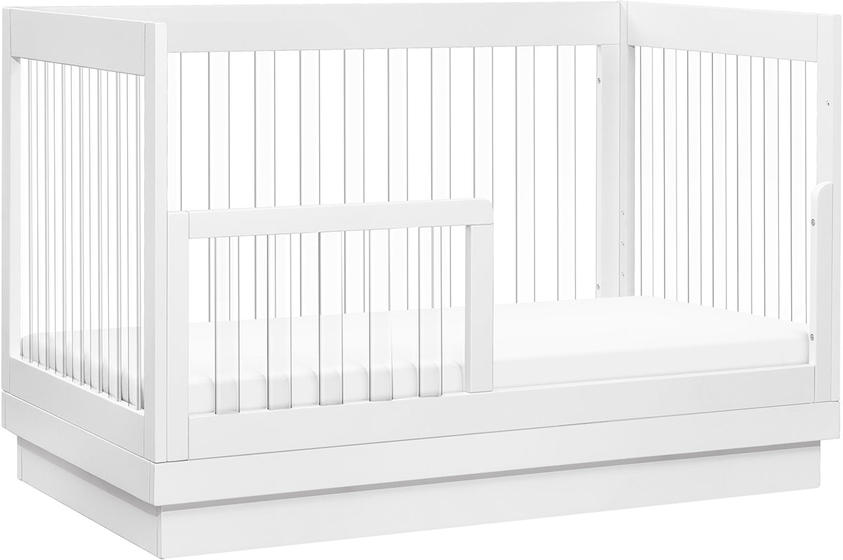 Babyletto Harlow Acrylic 3-in-1 Convertible Crib w/Toddler Bed Conversion Kit - White / Acrylic