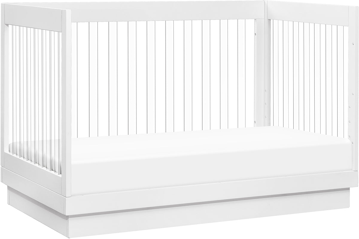 Babyletto Harlow Acrylic 3-in-1 Convertible Crib w/Toddler Bed Conversion Kit - White / Acrylic