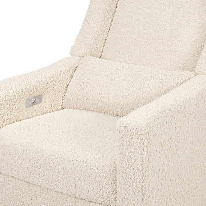 Babyletto Kiwi Electronic Glider Recliner w/ USB - Almond Teddy Loop w/Light Wood Base