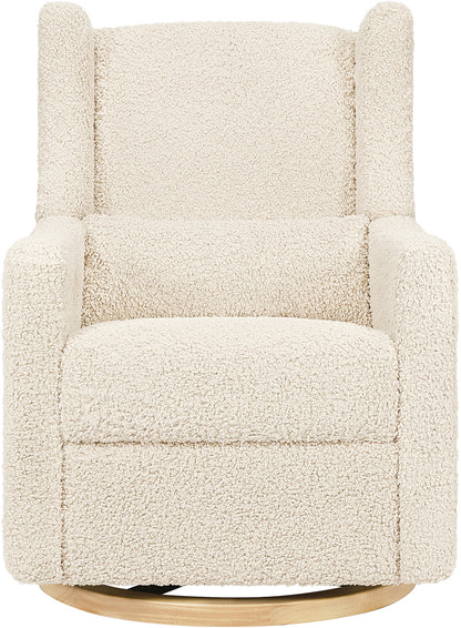 Babyletto Kiwi Electronic Glider Recliner w/ USB - Almond Teddy Loop w/Light Wood Base