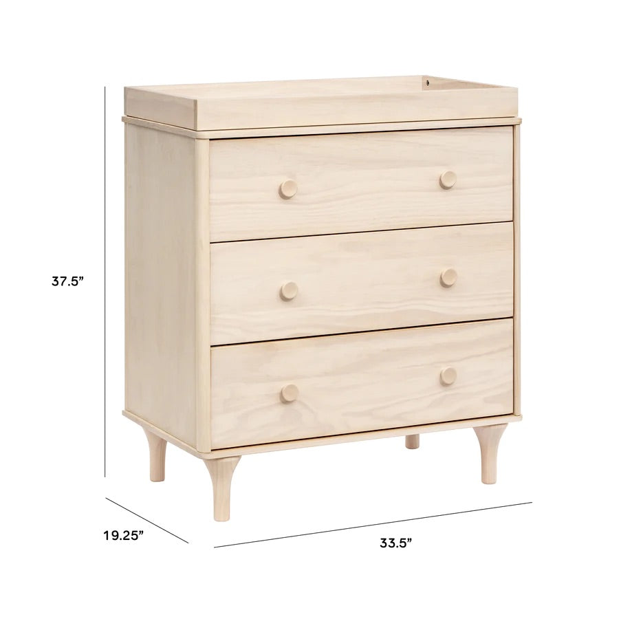 Babyletto Lolly 3-Drawer Changer Dresser, KD w/Removable Changing Tray - Washed Natural