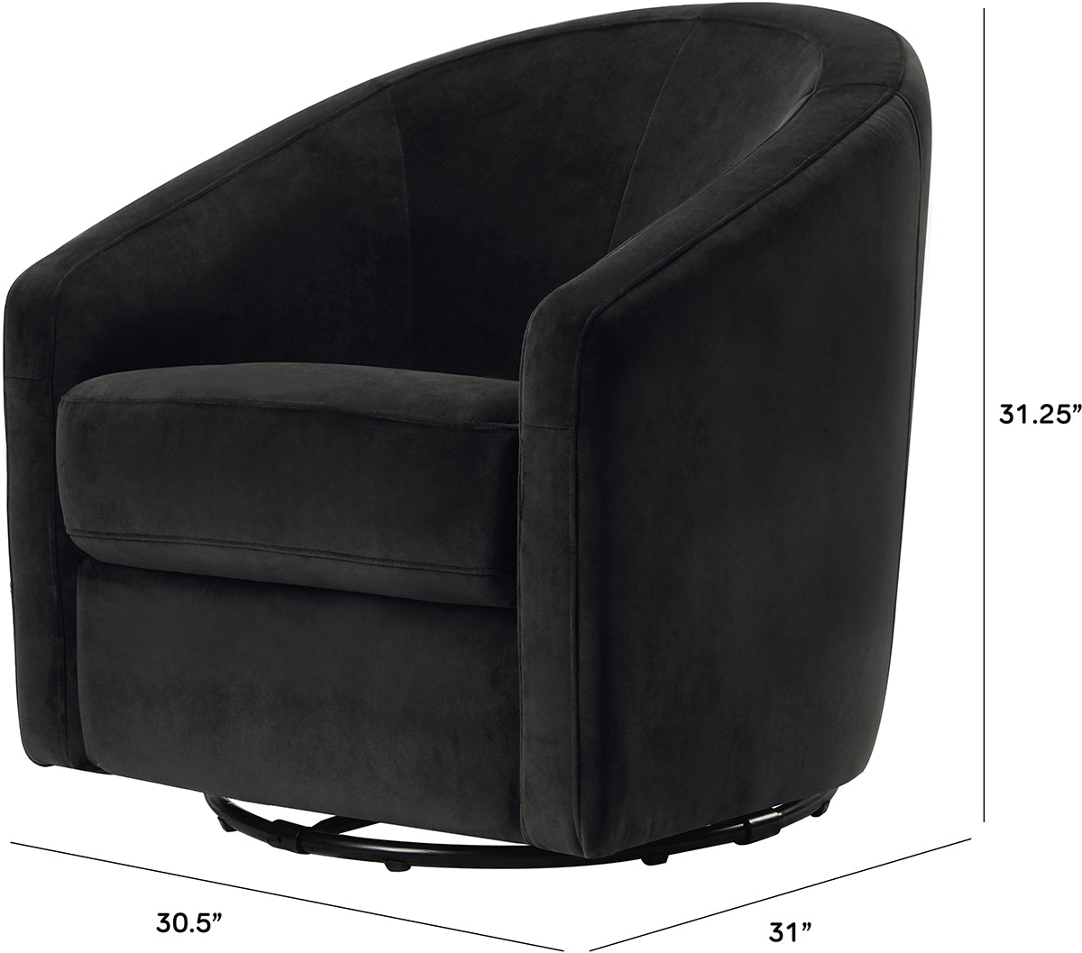 Babyletto Madison Swivel Glider - Black Velvet