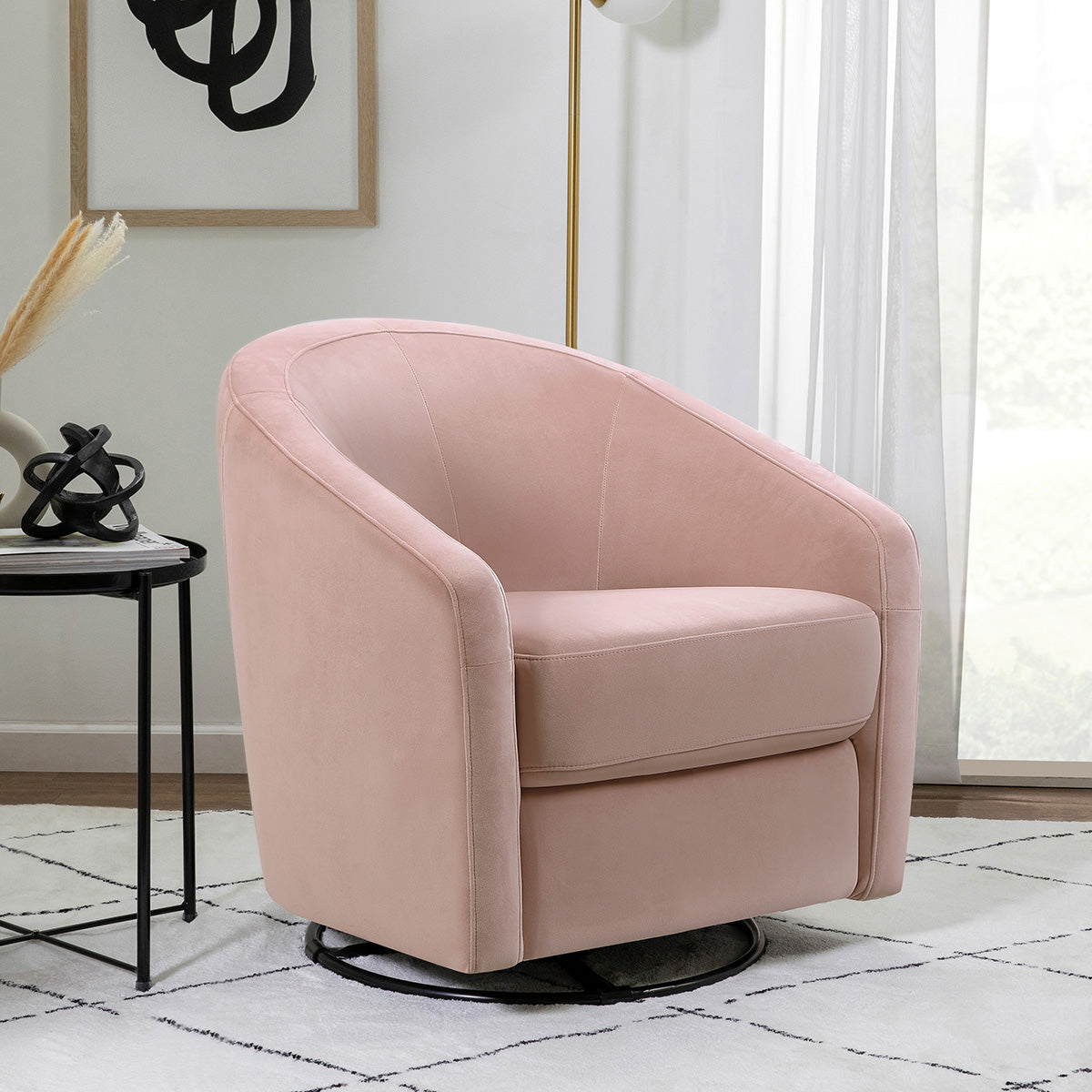 Babyletto Madison Swivel Glider - Blush Pink Velvet