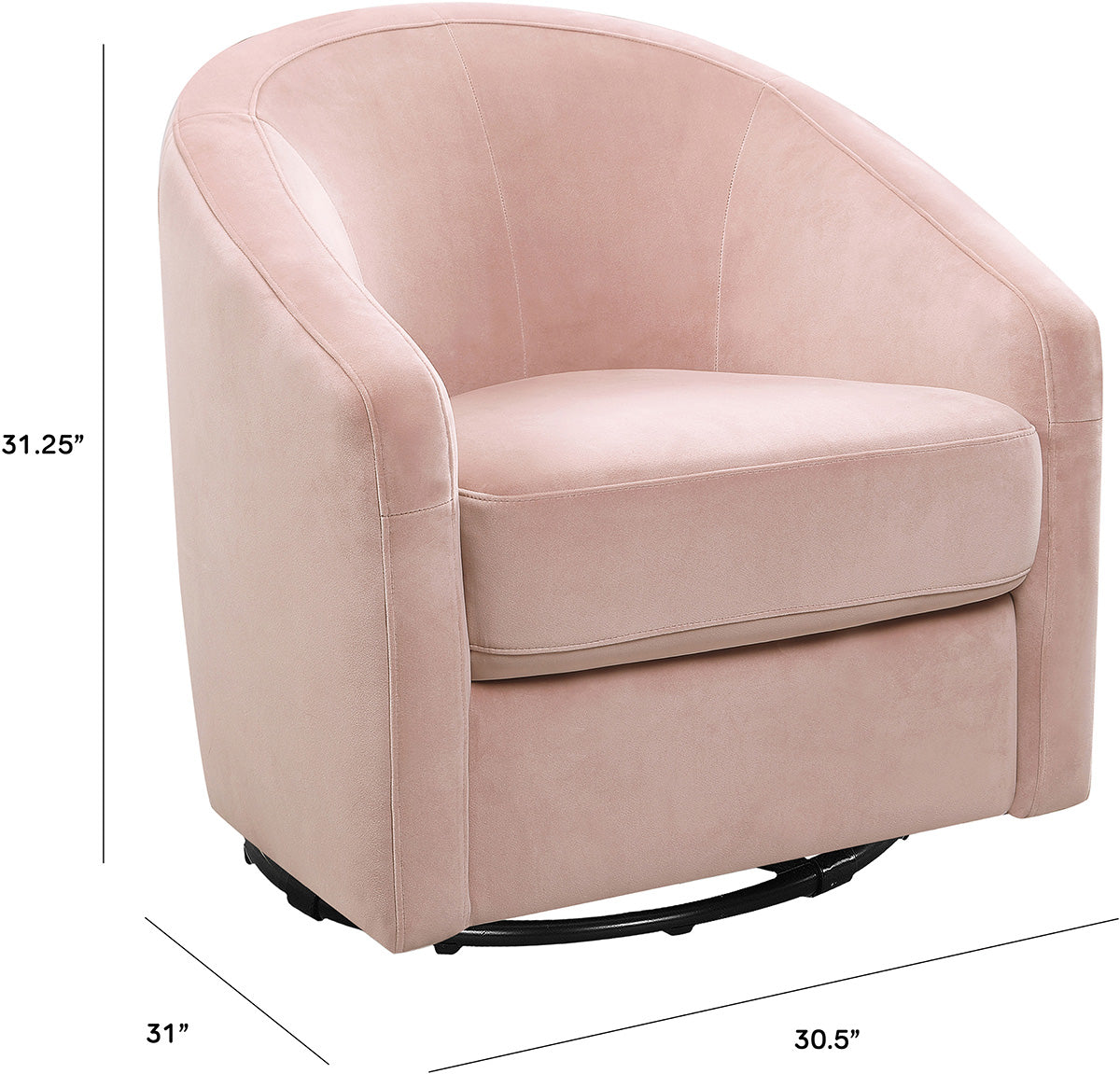 Babyletto Madison Swivel Glider - Blush Pink Velvet