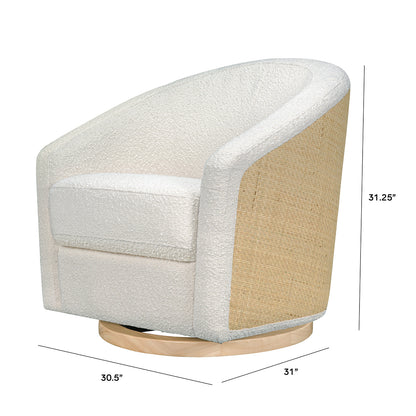 Babyletto Madison Swivel Glider - Ivory Boucle & Cane w/Light Wood Base