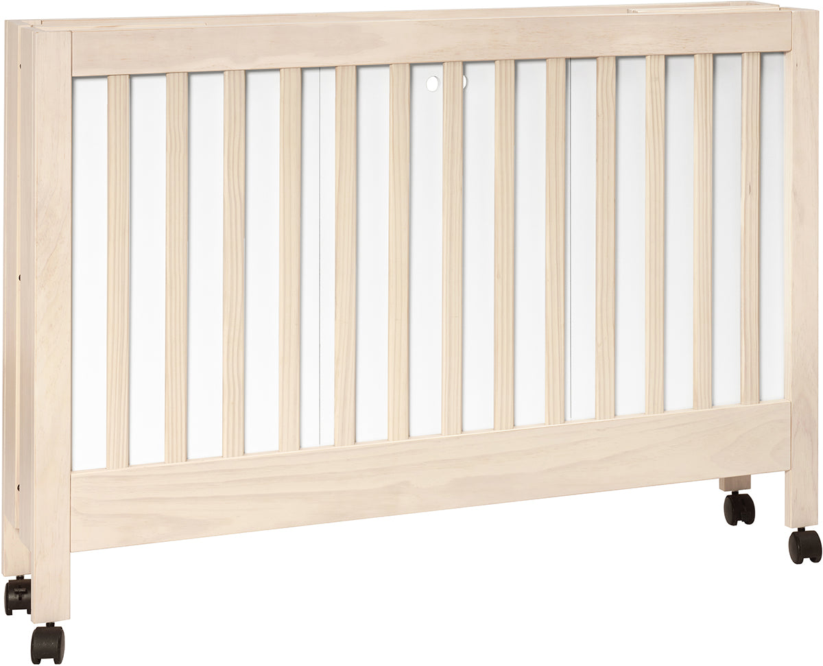 Babyletto Maki Full-Size Portable Folding Crib w/Toddler Bed Conversion Kit - Washed Natural