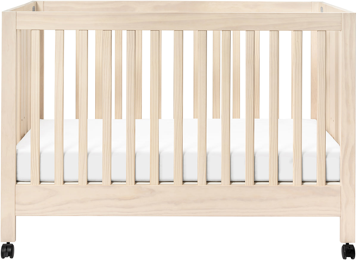 Babyletto Maki Full-Size Portable Folding Crib w/Toddler Bed Conversion Kit - Washed Natural