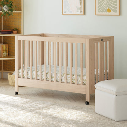 Babyletto Maki Full-Size Portable Folding Crib w/Toddler Bed Conversion Kit - Washed Natural