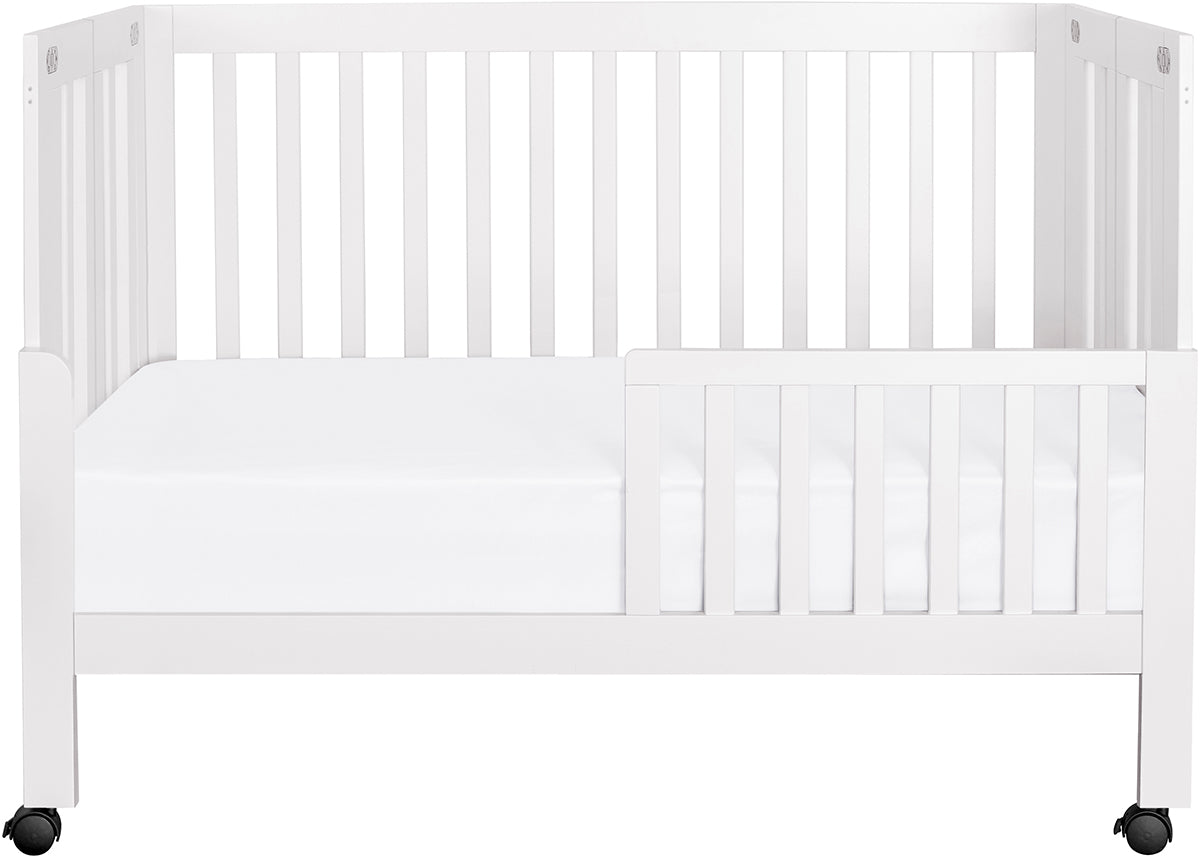 Babyletto Maki Full-Size Portable Folding Crib w/Toddler Bed Conversion Kit - White