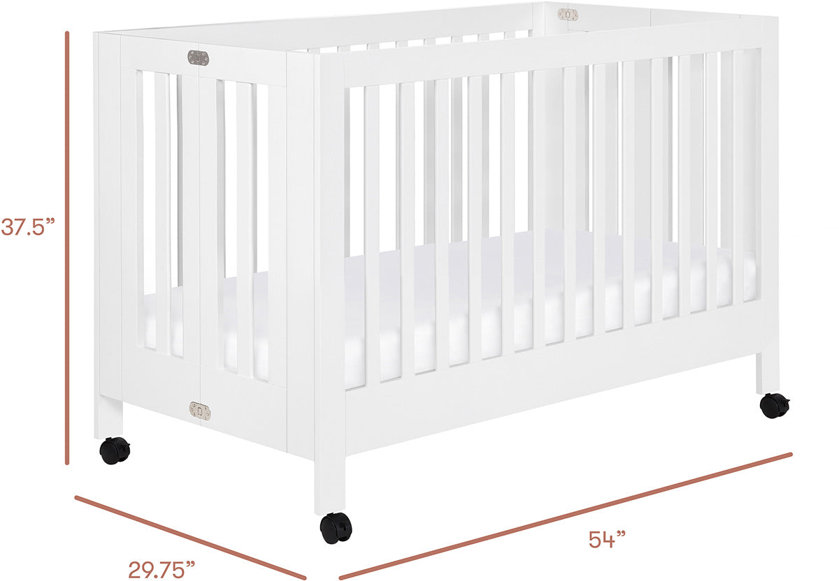 Babyletto Maki Full-Size Portable Folding Crib w/Toddler Bed Conversion Kit - White