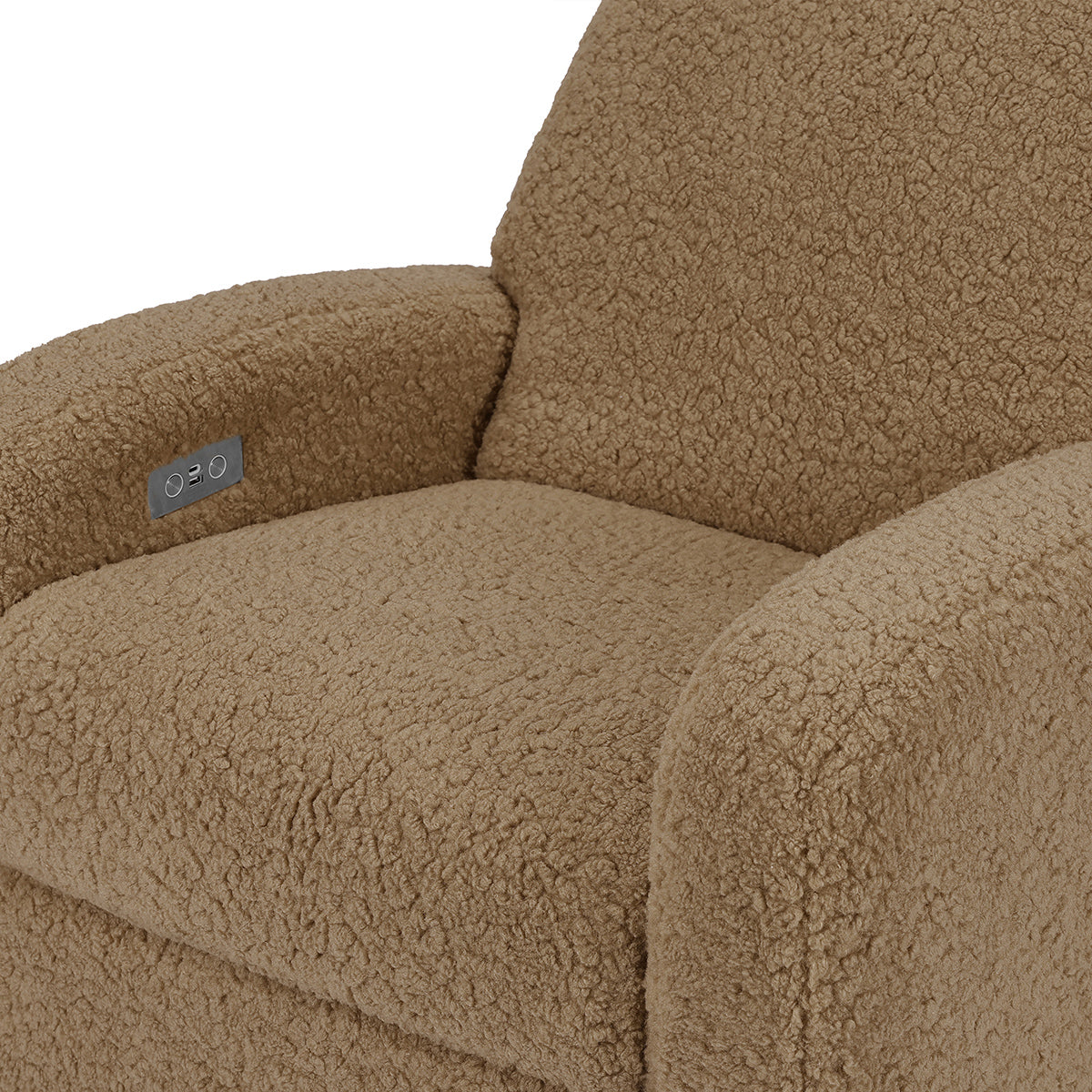 Babyletto Nami Electronic Swivel Glider Recliner w/ USB - Cortado Shearling w/ Light Wood Base