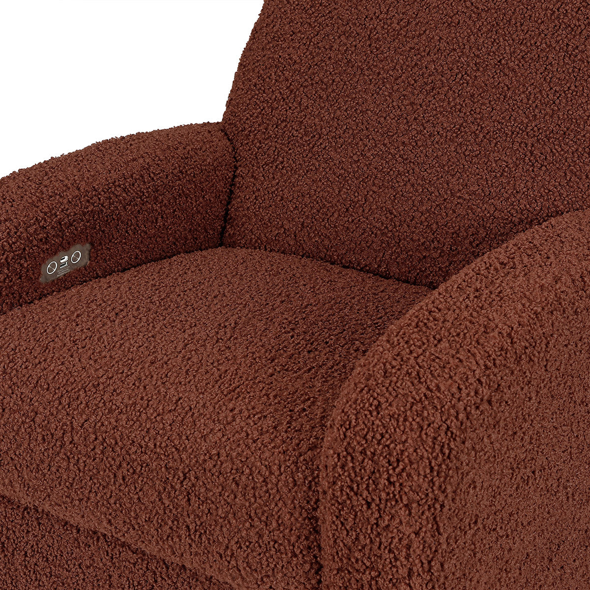 Babyletto Nami Electronic Swivel Glider Recliner w/ USB - Rouge Teddy Loop w/ Light Wood Base