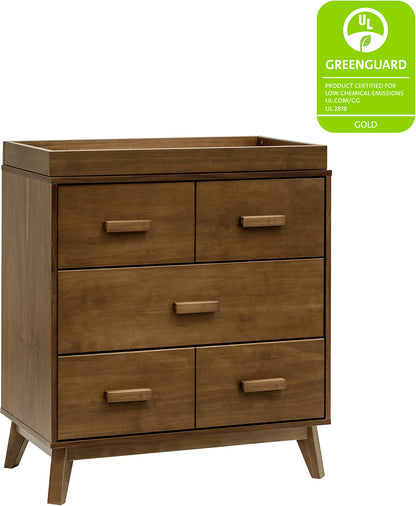 Babyletto Scoot 3-Drawer Changer Dresser w/Removable Changing Tray - Natural Walnut