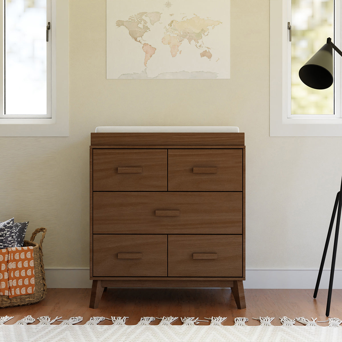 Babyletto Scoot 3-Drawer Changer Dresser w/Removable Changing Tray - Natural Walnut