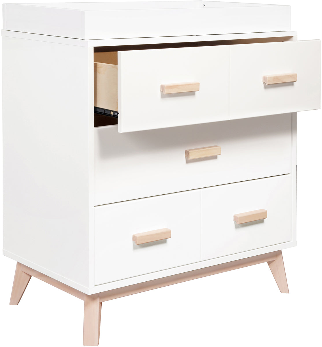 Babyletto Scoot 3-Drawer Changer Dresser w/Removable Changing Tray - White / Washed Natural