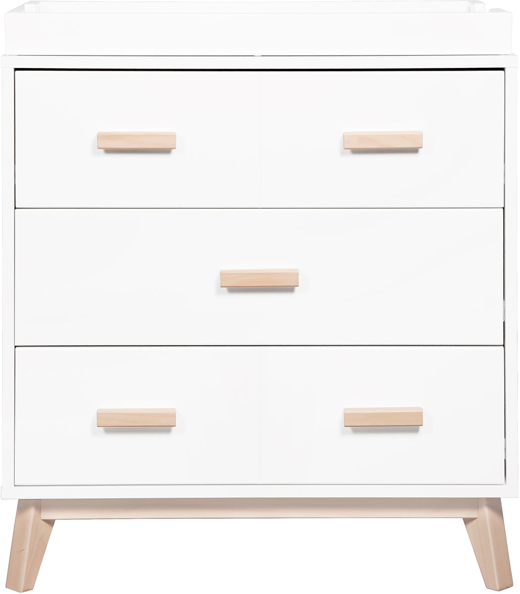 Babyletto Scoot 3-Drawer Changer Dresser w/Removable Changing Tray - White / Washed Natural