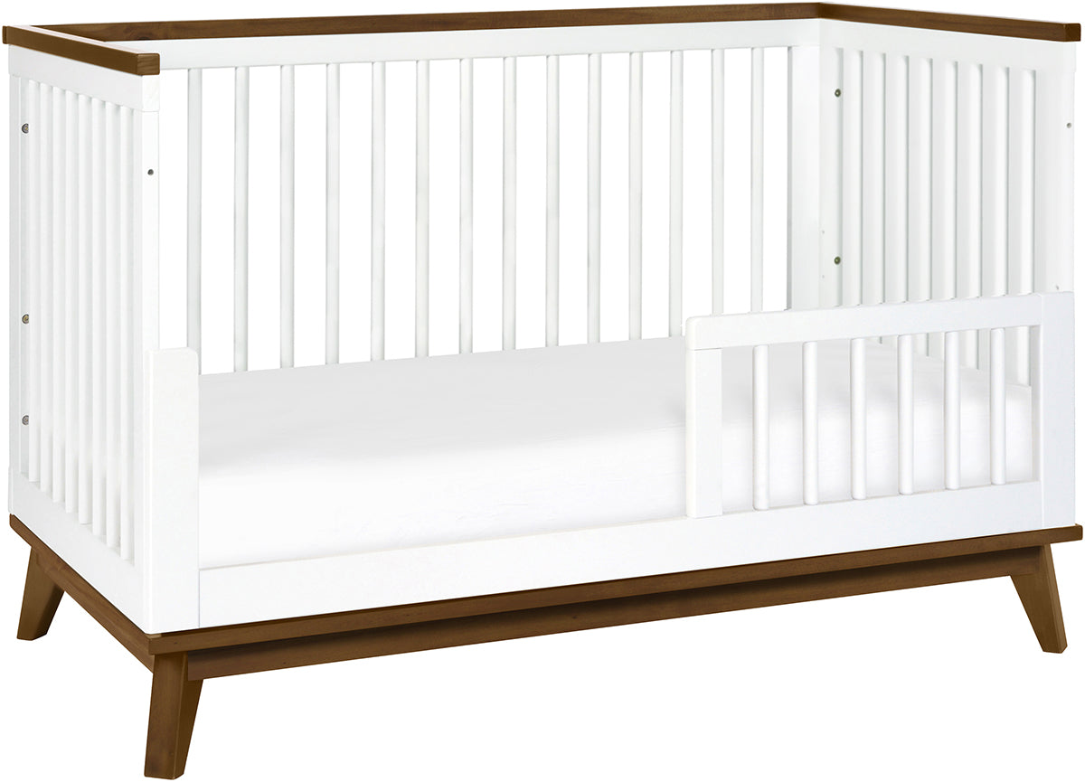 Babyletto Scoot 3-in-1 Convertible Crib w/Toddler Bed Conversion Kit - White / Natural Walnut