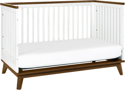 Babyletto Scoot 3-in-1 Convertible Crib w/Toddler Bed Conversion Kit - White / Natural Walnut